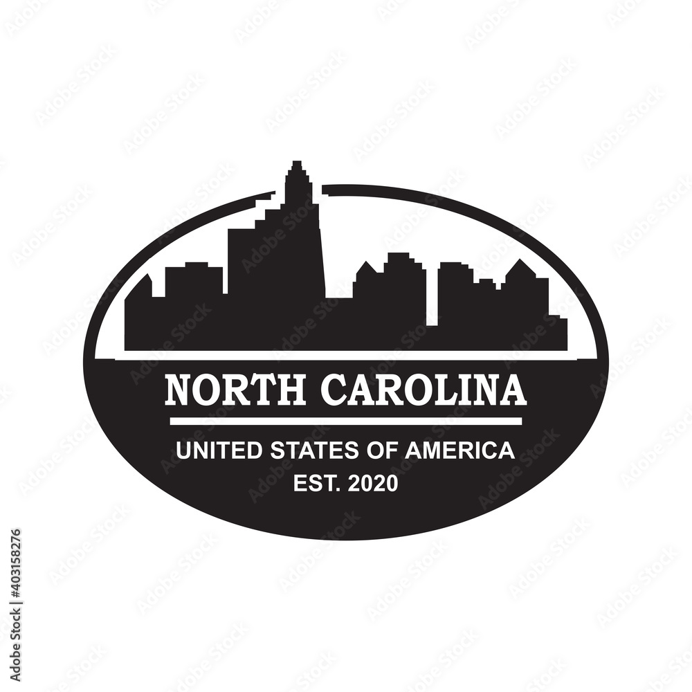 north carolina skyline silhouette vector logo