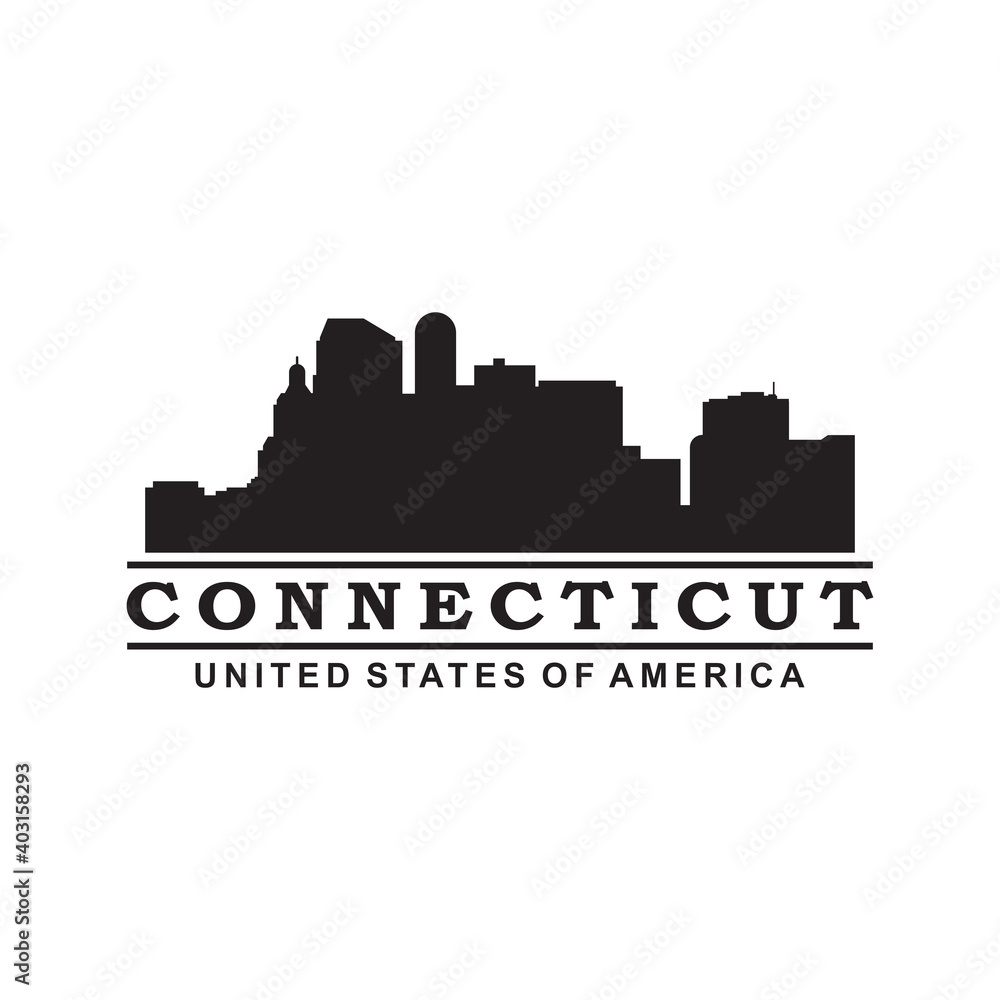 connecticut skyline silhouette vector logo