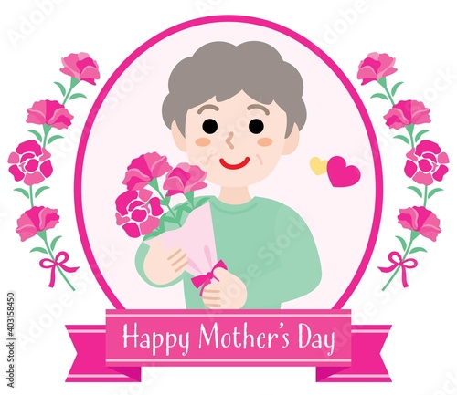 母の日のお母さんとHappy Mother's Day のタイトル