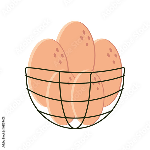 organic food eggs in basket natural
