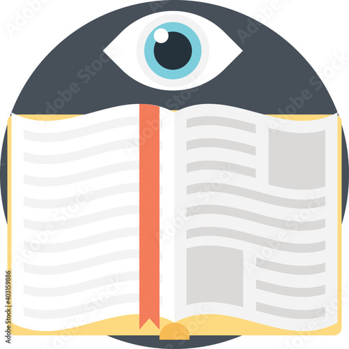 Open book reading, educational review flat icon