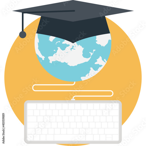 Flat style of online global education icon