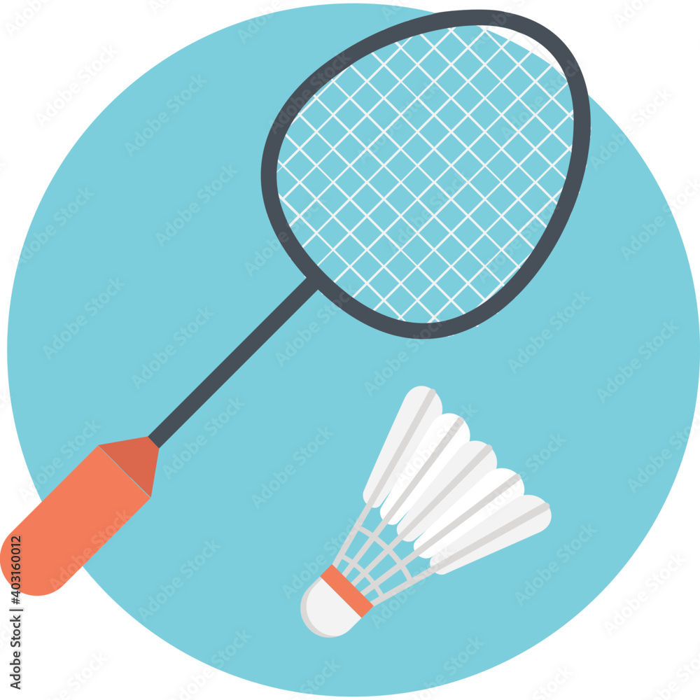 Badminton Racket with shuttlecock flat icon Badminton Racket with shuttlecock flat icon