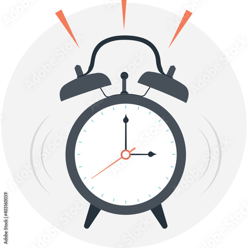 Flat design ringing alarm clock icon