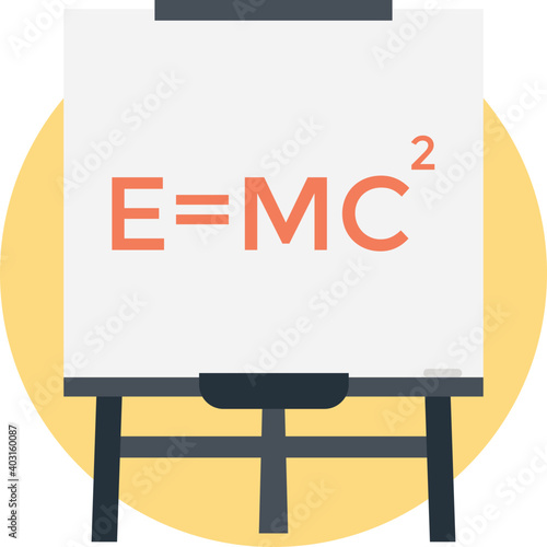 Naklejka Albert einstein physical formula on whiteboard flat icon 