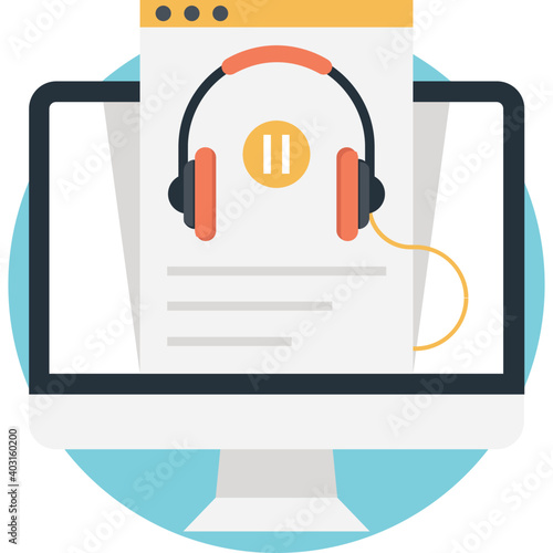 Flat design icon of online digital book, elearning