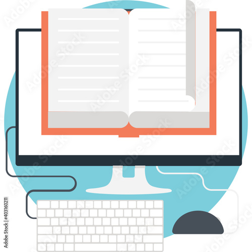 Vector illustration of online education learning. Flat style distant learning concept