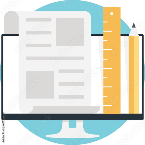 Flat illustration of online computer drafting  