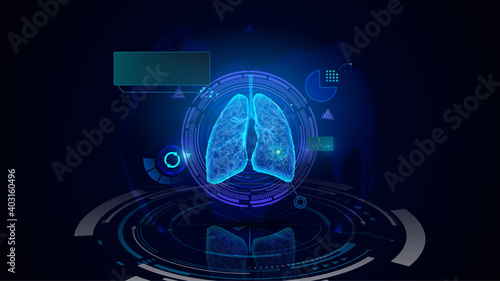 medical concept lung diagnostics health care hud UI hi tech futuristic design eps 10 vector