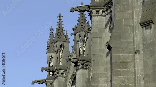 Gothic revival architectural elements at the Notre Dame de la Treille Cathedral in Lille, France. photo