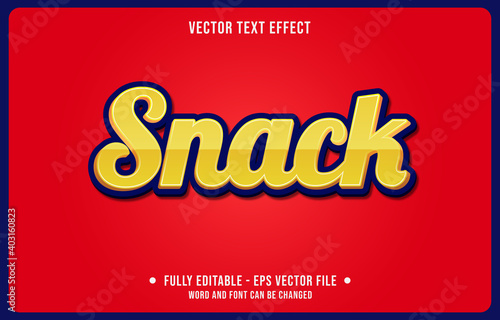 Editable text effect - snack yellow and blue modern style