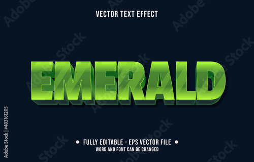 Editable text effect - emerald gemstone green modern style