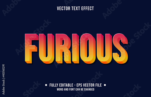 Editable text effect - furious gradient red and yellow modern style