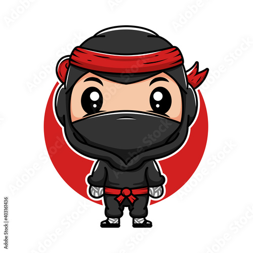 Funny little ninja Vector illustration in a cartoon style. Isolated on white background.