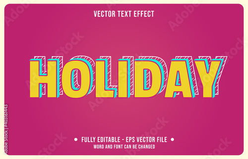 Editable text effect - holiday popart yellow blue modern style