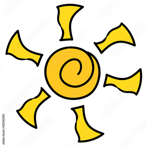 kawaii sun, doodle icon image