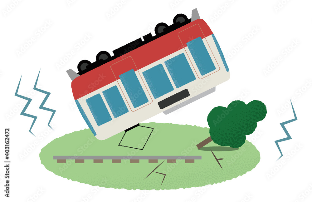 地震の被害に遭う電車のベクターイラスト Stock Vector | Adobe Stock