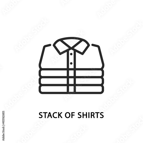 Stack of folded mens shirts flat line icon