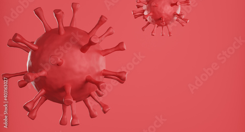 Red corona virus cell on red background. 3d rendering © marchsirawit