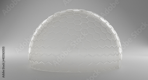 Mock-up transparent glass dome protection Concept or barrier 3d rendering. photo