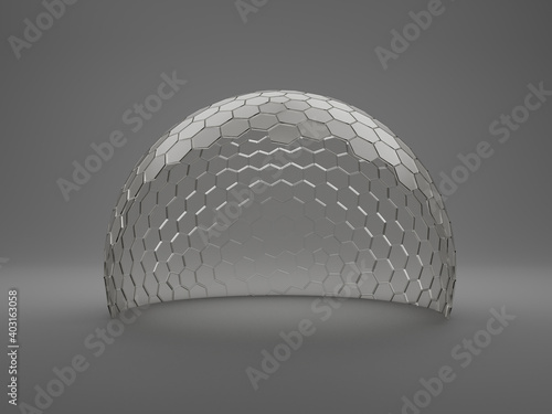 Foto Mock-up transparent glass dome protection Concept or barrier 3d rendering
