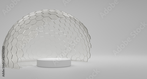 Leinwand Poster Mock-up transparent glass dome