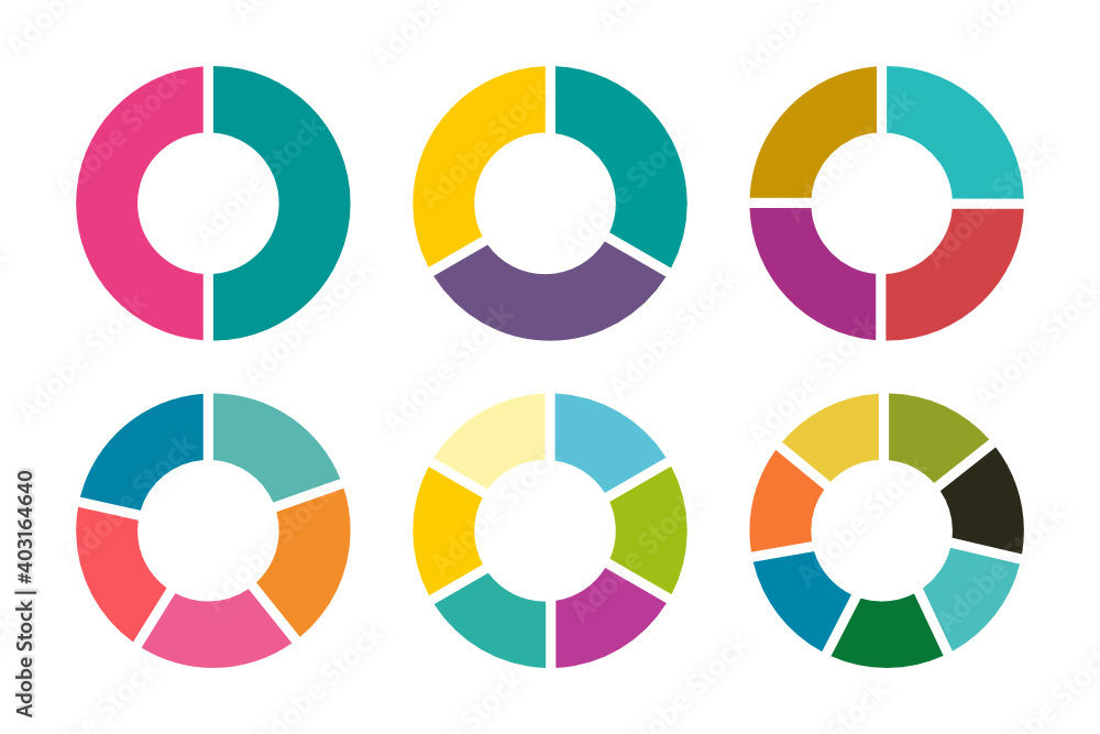 Obraz premium Colorful Circle graph icon set isolate on white background.