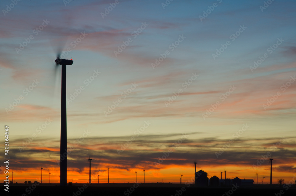 555-75 Wind Turbine at Sunset