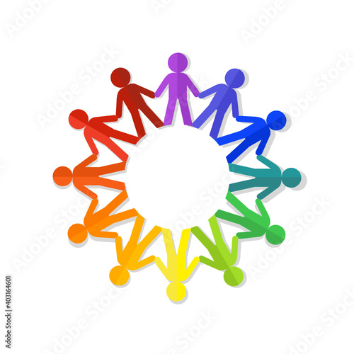 People chain circle isolate on white background.