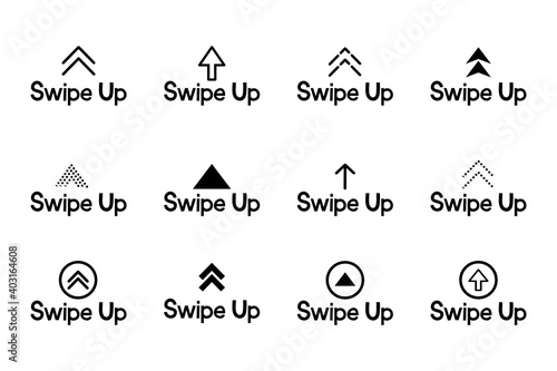 Swipe up icon set isolate on white background.