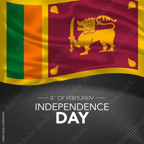 Sri Lanka happy independence day greeting card, banner, vector illustration