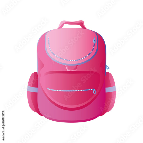 back to school pink rucksack supply icon design