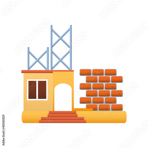 home remodeling structure wall brick improvement icon design vector