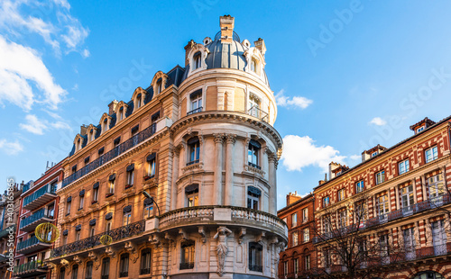 Typical building near the Esquirol district, in Toulouse in Occitanie, France