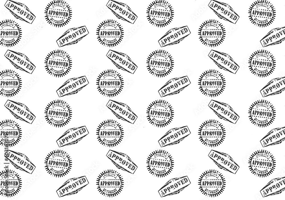 approves stamps seamless pattern on white background - illustration design 