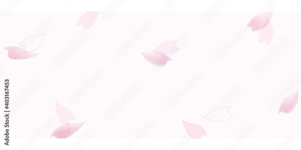 桜　水彩　花びら　フレーム　背景　イラスト　春