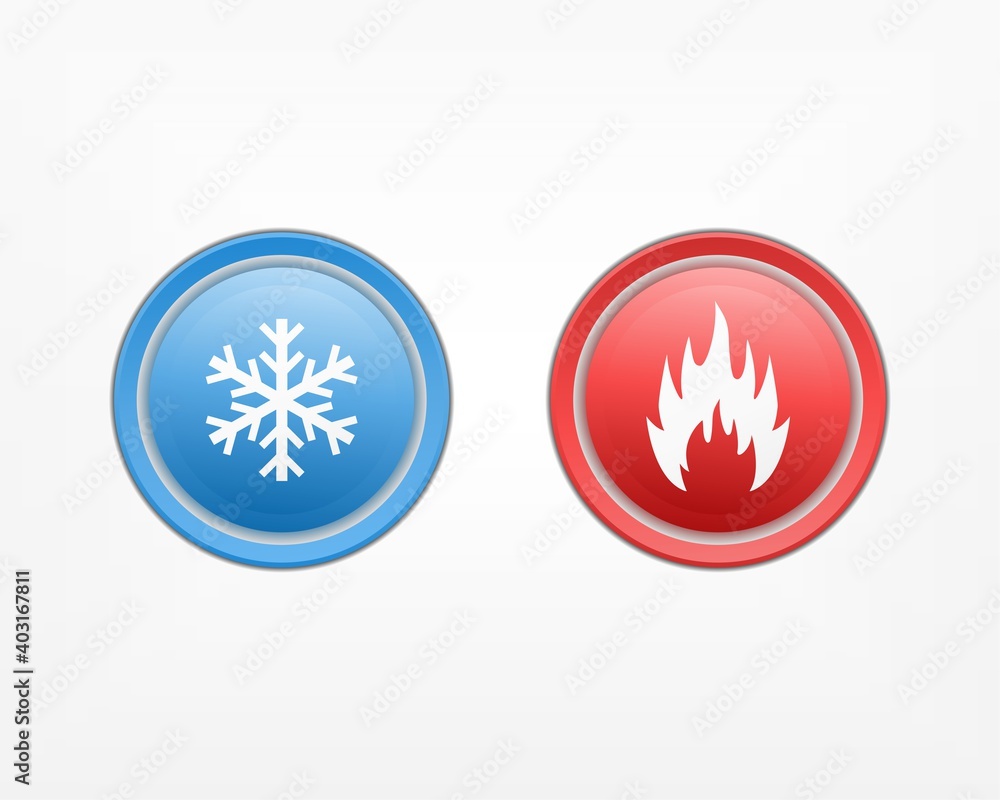 Hot and cold sign. Heating and cooling button. Illustration vector