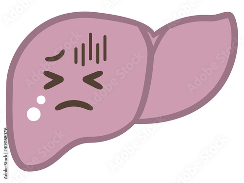 苦痛の表情を浮かべる肝臓のイラストレーション