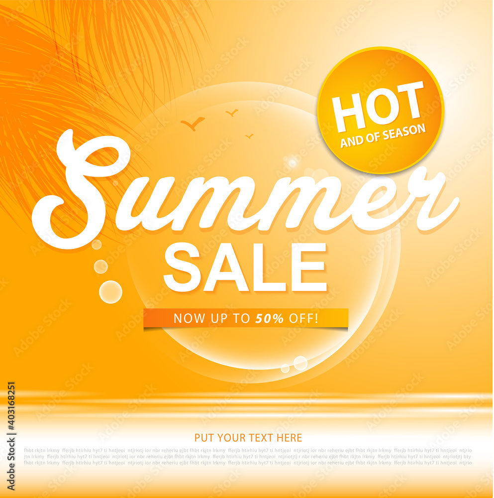 summer sale template banner or poster, sale and discounts. vector design.