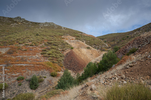 Slag heap in the old silver mine of Bustarviejo, province of Madrid, Spain. The mine was active from the 17th to the 20th century photo