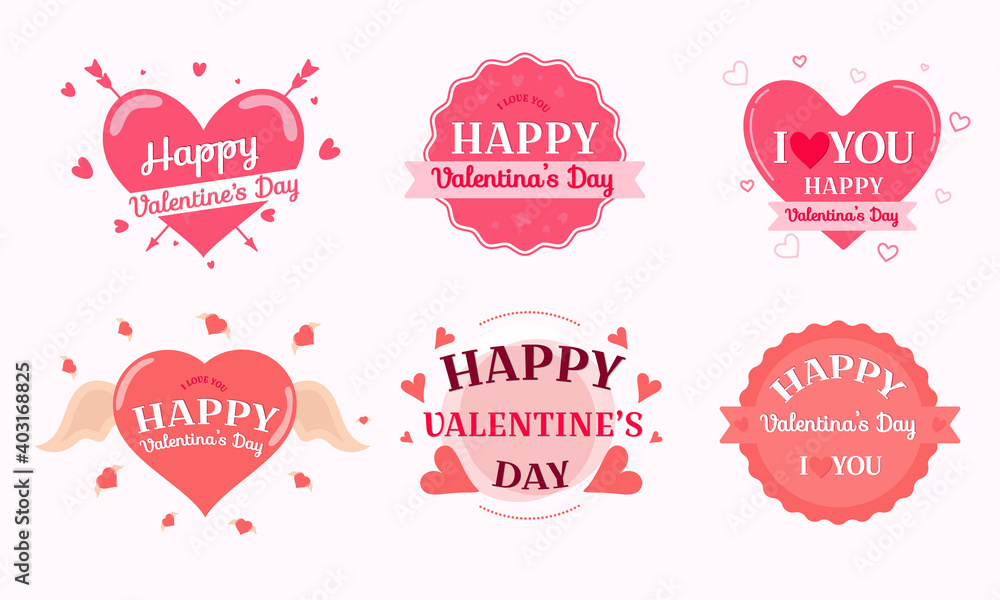 Valentine's day label and badge collection. Flat design.