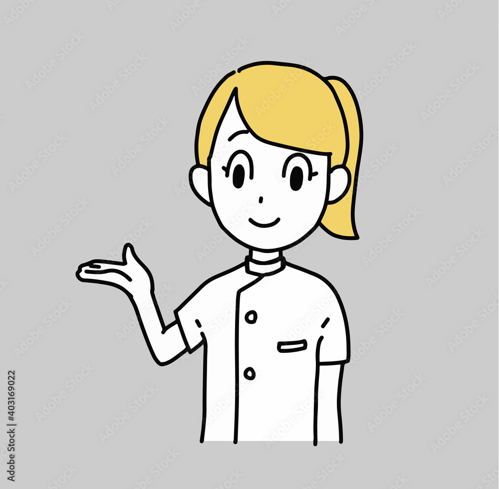 イラスト素材:案内する看護師 イラスト素材:案内する看護師