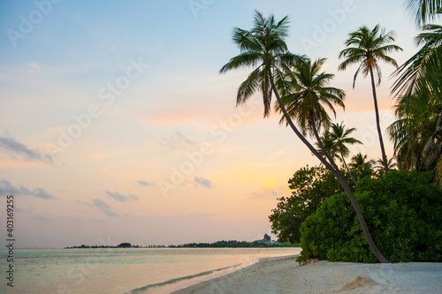 Tropical sunset on Maldive Island