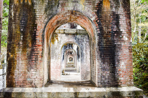 Brick aqueduct in nanzenji which is one of the famous Japanese temple in the spring