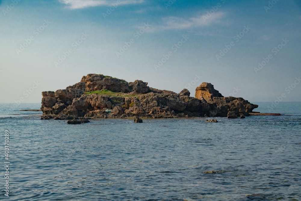 rock island at the Lebanese coast near Byblos