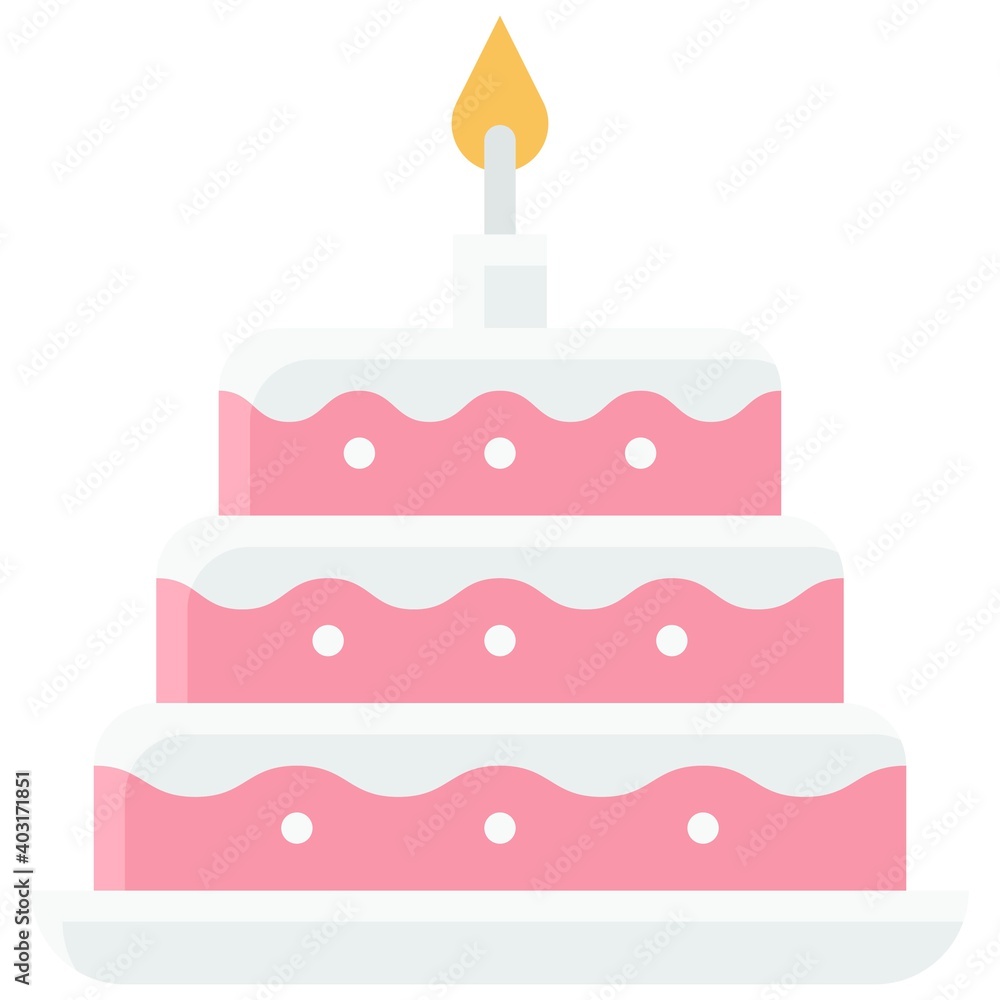 Cake icon, Birthday party related vector illustration Cake icon, Birthday party related vector illustration