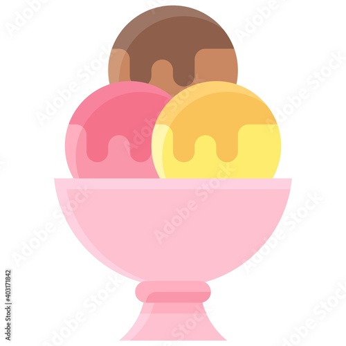Icecream sundae icon, Birthday party related vector illustration