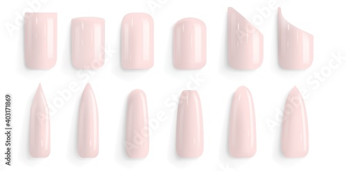 Slika na platnu Vector set of different fashion nail shapes