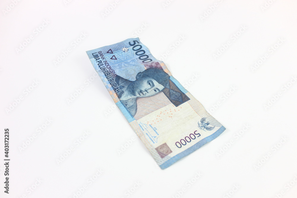 fifthy thousand rupiah in white background fifthy thousand rupiah in white background