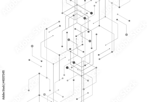 Hexagon technology connect in modern style on white background. Internet connection network high digital technology. Abstract background technology graphic design. Vector template